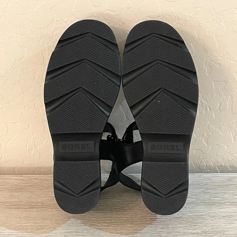 NEW Sorel Joanie IV Black Platform Wedge Sandals